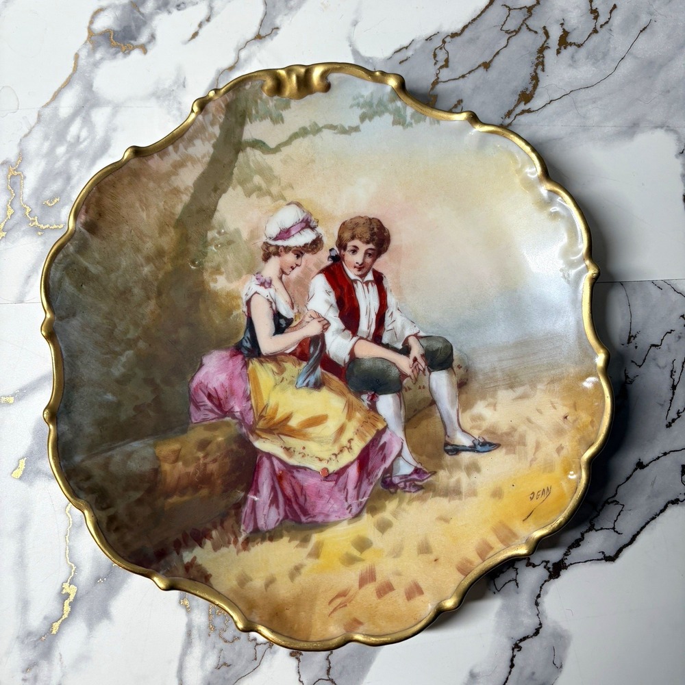 Antique LDBC Flambeau Limoges France Porcelain Charger Signed Jean Hand Painted